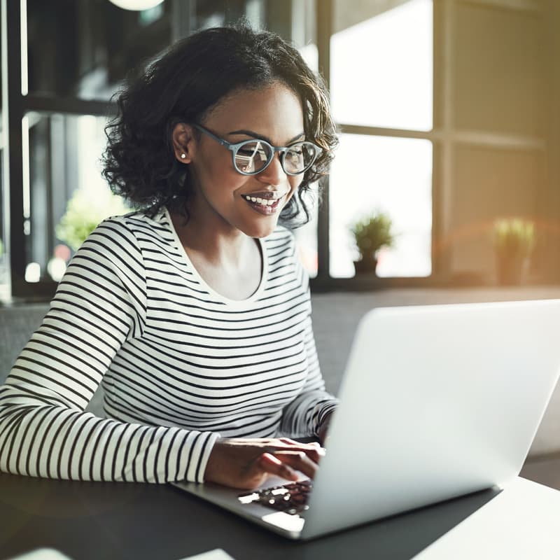 woman working on a laptop