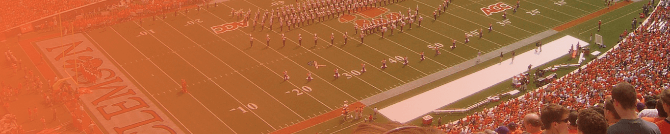 Clemson stadium with orange gradient