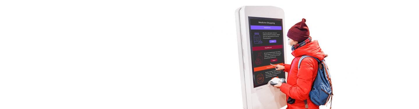 Woman woking as a self serve kiosk